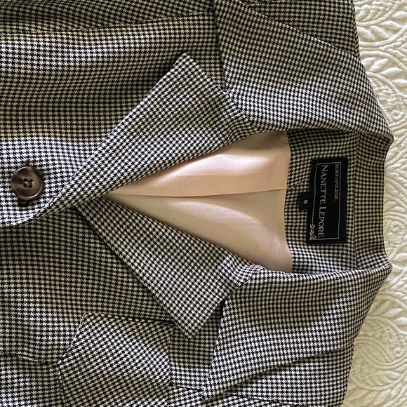 Nanette Lepore Robespierre Vintage cream-black houndstooth jacket. Made in USA - Picture 4 of 7